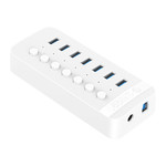 USB 3.0 Hub mit 7 Anschlüssen - BC 1.2 - Ein / Aus-Schalter - 24 W - weiß