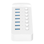 USB 3.0 hub with 7 ports - BC 1.2 - on / off switches - 24W - white