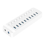 USB 3.0 Hub mit 10 Anschlüssen - BC 1.2 - Ein / Aus-Schalter - 48 W - weiß