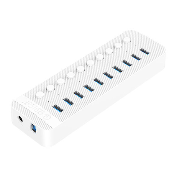 Hub USB 3.0 avec 10 ports - BC 1.2 - interrupteurs marche / arrêt - 48W - blanc