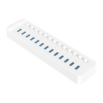 USB 3.0 hub with 13 ports - BC 1.2 - on / off switches - 60W - white