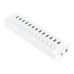 USB 3.0 hub with 13 ports - BC 1.2 - on / off switches - 60W - white