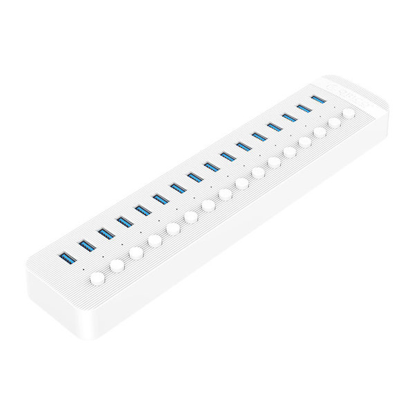 USB 3.0 hub met 16 poorten - BC 1.2 - aan/uit schakelaars - 78W - wit