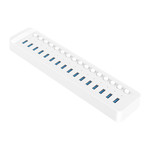 USB 3.0 hub with 16 ports - BC 1.2 - on / off switches - 78W - white