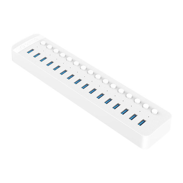 Hub USB 3.0 à 16 ports - BC 1.2 - interrupteurs marche / arrêt - 78W - blanc