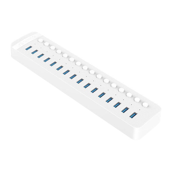 USB 3.0 hub with 16 ports - BC 1.2 - on / off switches - 78W - white