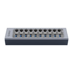 USB 3.0 hub with 10 ports - aluminum and transparent design - BC 1.2 - 48W - gray