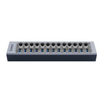 USB 3.0 hub with 13 ports - aluminum and transparent design - BC 1.2 - 60W - gray