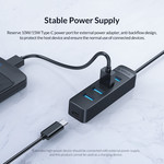 USB 3.0 hub met 4 USB-A poorten - extra USB-C stroomtoevoer - zwart