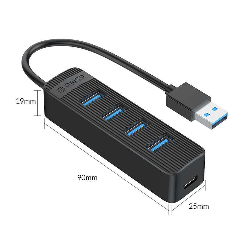 USB 3.0 hub with 4 USB-A ports additional USB-C power supply - - Orico