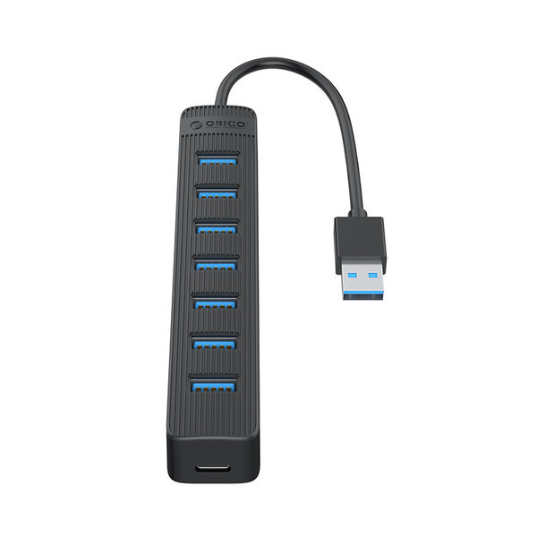 Hub USB 3.0 avec 7 ports USB-A - alimentation USB-C supplémentaire - noir