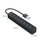 USB 3.0 Hub mit 7 USB-A-Anschlüssen - zusätzliches USB-C-Netzteil - schwarz