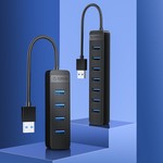 Hub USB 3.0 avec 7 ports USB-A - alimentation USB-C supplémentaire - noir