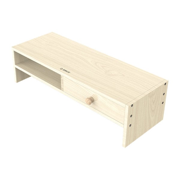 Support moniteur en bois avec tiroir et compartiment de rangement - 50x20cm