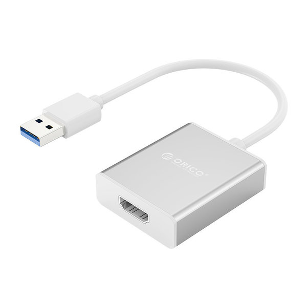 Aluminium USB 3.0 male naar HDMI female adapter - zilver