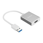 Aluminium USB 3.0 male naar HDMI female adapter - zilver