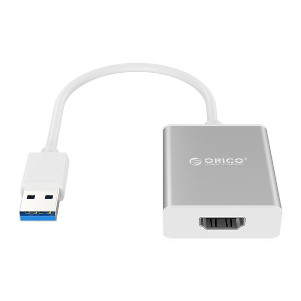 Aluminium USB 3.0 Stecker auf HDMI Buchse Adapter - Silber