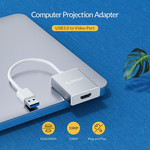 Aluminium USB 3.0 male naar HDMI female adapter - zilver