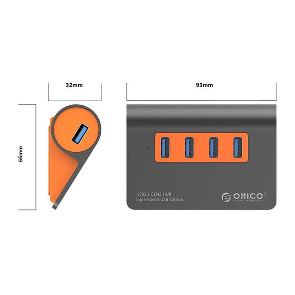 Aluminium USB 3.1 Gen 2 Hub - 4 Ports - 10 Gbit/s High Speed