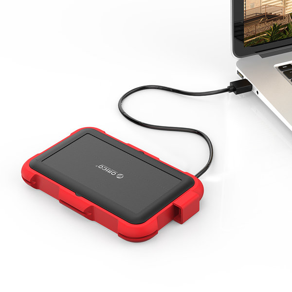 2.5 inch hard drive enclosure - triple protection - red
