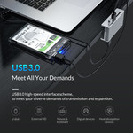 Aluminium USB 3.0 Hub mit 2x USB-A und Kartenleser - Clip-on-Design - Klemmbereich 10-32mm - silber