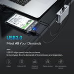 Hub USB 3.0 en aluminium avec 2x USB-A et lecteur de carte - conception à clipser - plage de serrage 10-32mm - argent