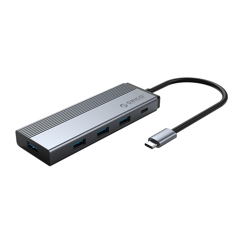5-in-1 Hub - 4x USB 3.0 - 1x USB-C Power - Gray - Orico