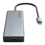 5-in-1-USB-C-Hub - 4x USB 3.0 - 1x USB-C-Stromversorgung - Grau