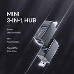 Mini hub USB avec 3 ports USB-A - 5Gbps - Plug and Play - Noir