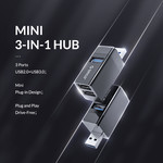 Mini-USB-Hub mit 3 USB-A-Anschlüssen - 5 Gbit/s - Plug and Play - Schwarz