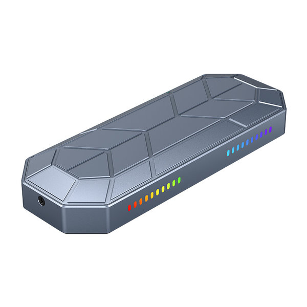 Aluminum M.2 NVMe SSD Enclosure - USB 3.1 Gen 2 USB-C - RGB Lighting - Gray