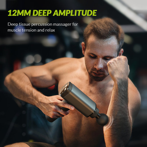 Draadloze massage gun - 30 snelheden - 2600mAh - 6 massage opzetstukken - zwart