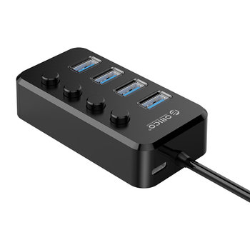 USB 3.0 hub met 4 poorten en aan/uit schakelaars – zwart