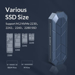 Boîtier SSD M.2 NVMe en aluminium - USB 3.1 Gen 2 USB-C - Éclairage RVB - Gris