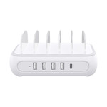 Multi charger charging station - 5 charging ports - USB-A / USB-C PD - 50W – White