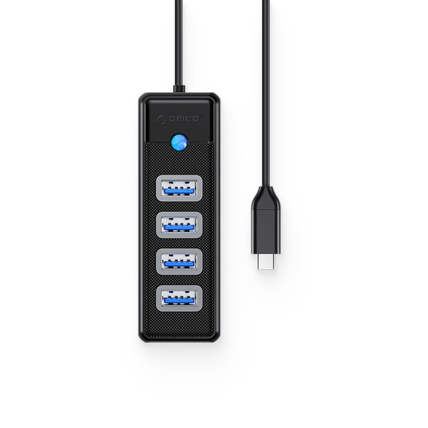 Orico Hub USB avec 4x USB-A (3.0) - Design ultra fin - Noir - Câble de 15cm