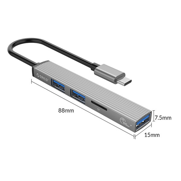 Orico HUB en aluminium USB-C vers USB 3.0 et TF