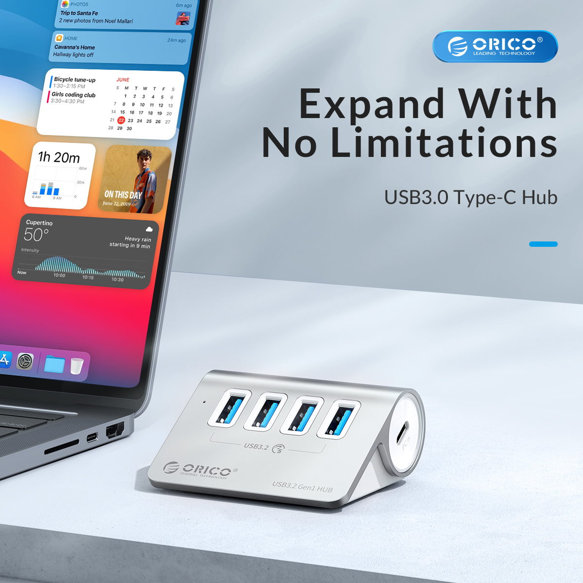 ORICO USB 3.2 Hub [10Gbps], 4 Port USB Hub With 2 USB A Port and 2