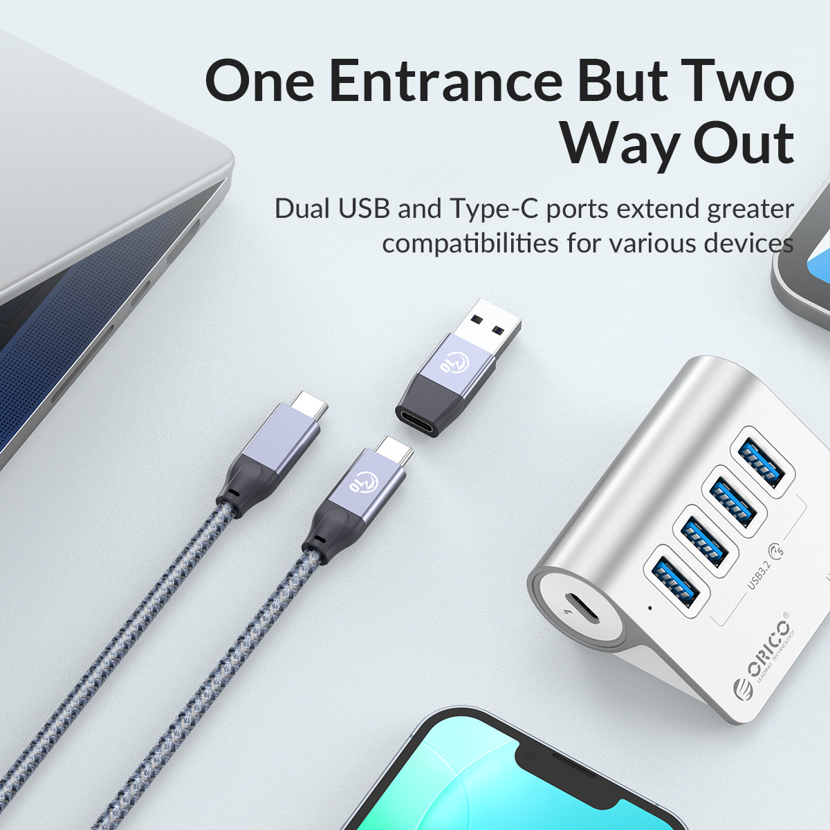 Aluminum 4-Port USB3.2 HUB 10Gbps - Orico