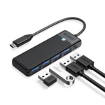 Orico USB-C-Hub mit 4x USB-A 3.0 5 Gbit/s-Anschlüssen – Schwarz