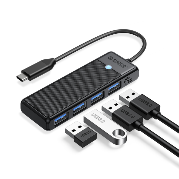 Orico USB-C Hub met 4x USB-A 3.0 5Gbps poorten - Zwart