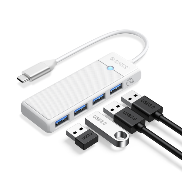 Orico Hub USB-C avec 4x ports USB-A 3.0 5Gbps - Blanc