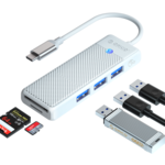 Orico Hub USB-C avec 3 ports USB-A, SD et Micro SD - Blanc