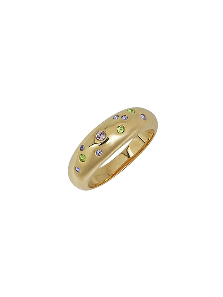 TITS TITS Disco Ring Gold | Gouden ring met gekleurde Swarovski kristallen