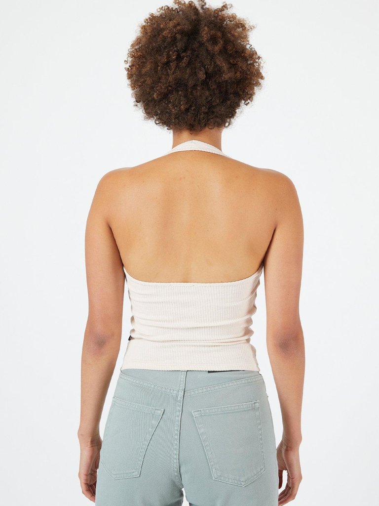 Dr. Denim Kimber Top Cookie | Beige halter top | Beige top | Rib cotton | Dr. Denim