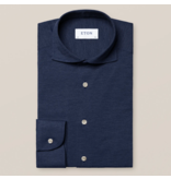 Eton tricot dress-shirt stretch d. blauw slimfit