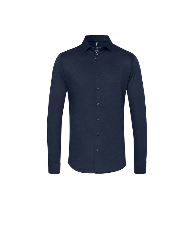 Desoto stretch jersey shirt donker blauw