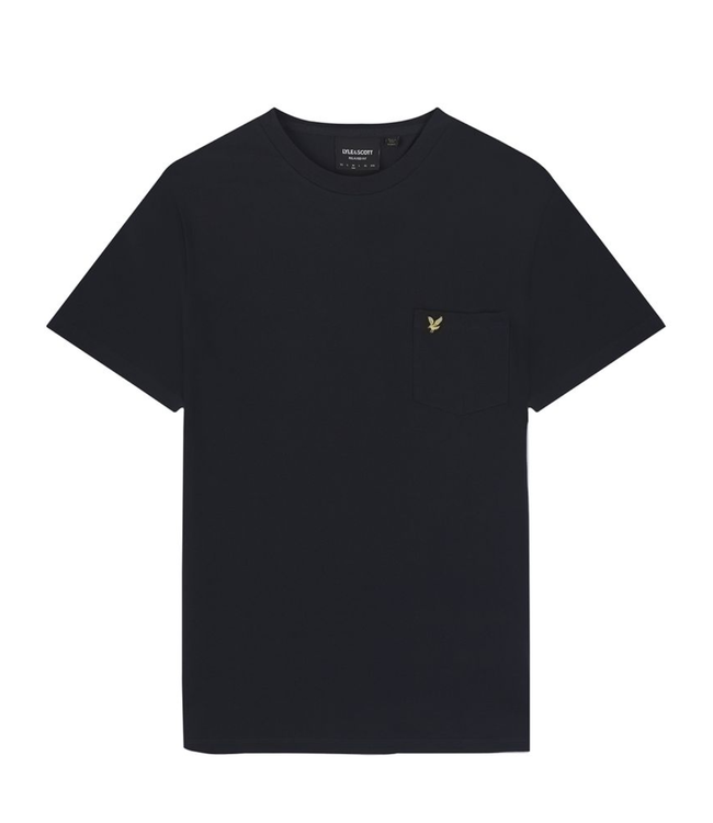 Lyle & Scott pique pocket t-shirt d. blauw