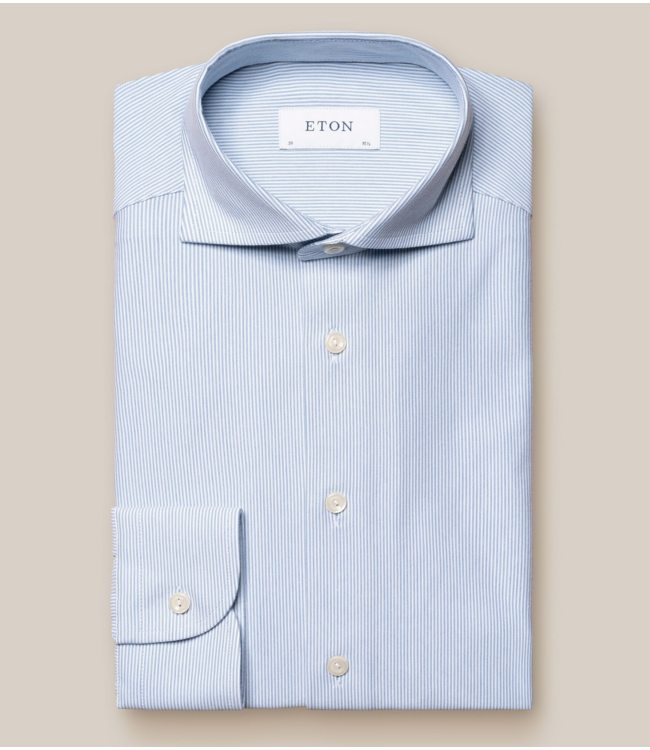 Eton flex stretch shirt streep blauw/wit