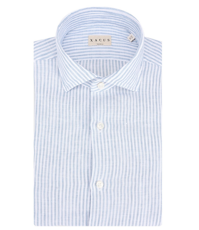 XACUS linnen shirt streep l. blauw / wit